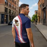 American Samoa Eagle Zipper Polo Shirt Polynesian Tribal Pattern Curve Style