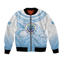 Micronesia Constitution Day Bomber Jacket Polynesian Tribal Tattoo Simple Style