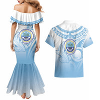 Micronesia Constitution Day Couples Matching Mermaid Dress and Hawaiian Shirt Polynesian Tribal Tattoo Simple Style LT05 - Polynesian Pride