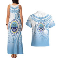 Micronesia Constitution Day Couples Matching Tank Maxi Dress and Hawaiian Shirt Polynesian Tribal Tattoo Simple Style