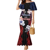 Wallis and Futuna Uvea Mermaid Dress Victory Day With Frangipani LT05 Women Black - Polynesian Pride