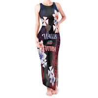 Wallis and Futuna Uvea Tank Maxi Dress Victory Day With Frangipani LT05 Women Black - Polynesian Pride