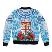 Personalised Fiji Ratu Sir Lala Sukuna Day Bomber Jacket Hibiscus Tapa Pattern