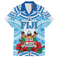 Personalised Fiji Ratu Sir Lala Sukuna Day Hawaiian Shirt Hibiscus Tapa Pattern LT05 Blue - Polynesian Pride