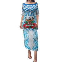 Personalised Fiji Ratu Sir Lala Sukuna Day Puletasi Hibiscus Tapa Pattern LT05 Long Dress Blue - Polynesian Pride