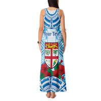 Personalised Fiji Ratu Sir Lala Sukuna Day Tank Maxi Dress Hibiscus Tapa Pattern LT05 - Polynesian Pride