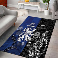New Zealand And Scotland Rugby Area Rug Maori Tiki With Thistle Together