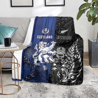 New Zealand And Scotland Rugby Blanket Maori Tiki With Thistle Together