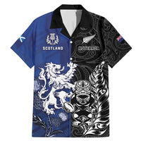 New Zealand And Scotland Rugby Custom Family Matching Mermaid Dress and Hawaiian Shirt Maori Tiki With Thistle Together