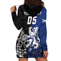 New Zealand And Scotland Rugby Custom Hoodie Dress Maori Tiki With Thistle Together