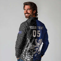 New Zealand And Scotland Rugby Custom Long Sleeve Polo Shirt Maori Tiki With Thistle Together