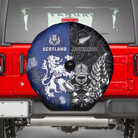 New Zealand And Scotland Rugby Spare Tire Cover Maori Tiki With Thistle Together