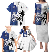 Fiji And Scotland Rugby Custom Family Matching Puletasi and Hawaiian Shirt Fijian Palm Tree With Thistle Together
