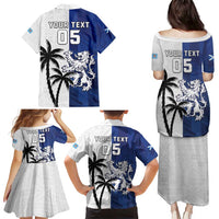 Fiji And Scotland Rugby Custom Family Matching Puletasi and Hawaiian Shirt Fijian Palm Tree With Thistle Together
