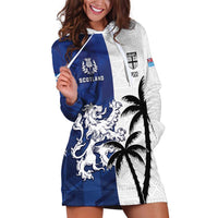 Fiji And Scotland Rugby Custom Hoodie Dress Fijian Palm Tree With Thistle Together