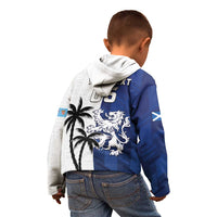 Fiji And Scotland Rugby Custom Kid Hoodie Fijian Palm Tree With Thistle Together