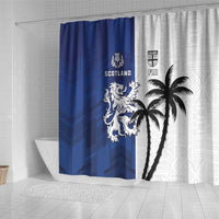 Fiji And Scotland Rugby Shower Curtain Fijian Palm Tree With Thistle Together