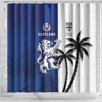 Fiji And Scotland Rugby Shower Curtain Fijian Palm Tree With Thistle Together