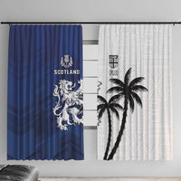 Fiji And Scotland Rugby Window Curtain Fijian Palm Tree With Thistle Together