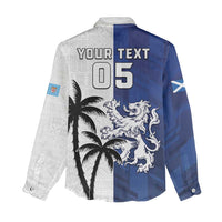 Fiji And Scotland Rugby Custom Women Casual Shirt Fijian Palm Tree With Thistle Together