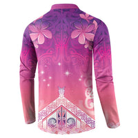 New Zealand Matariki Button Sweatshirt Maori Marae Purple Galaxy