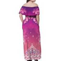 New Zealand Matariki Off Shoulder Maxi Dress Maori Marae Purple Galaxy