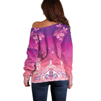 New Zealand Matariki Off Shoulder Sweater Maori Marae Purple Galaxy