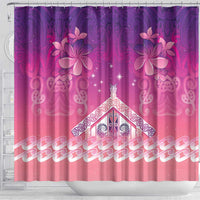 New Zealand Matariki Shower Curtain Maori Marae Purple Galaxy
