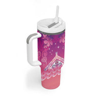 New Zealand Matariki Tumbler With Handle Maori Marae Purple Galaxy