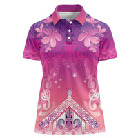New Zealand Matariki Women Polo Shirt Maori Marae Purple Galaxy