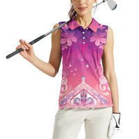 New Zealand Matariki Women Sleeveless Polo Shirt Maori Marae Purple Galaxy