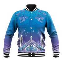 New Zealand Matariki Baseball Jacket Maori Marae Cyan Galaxy