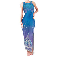 New Zealand Matariki Family Matching Tank Maxi Dress and Hawaiian Shirt Maori Marae Cyan Galaxy