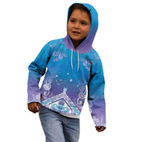 New Zealand Matariki Kid Hoodie Maori Marae Cyan Galaxy