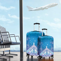 New Zealand Matariki Luggage Cover Maori Marae Cyan Galaxy