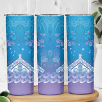 New Zealand Matariki Skinny Tumbler Maori Marae Cyan Galaxy