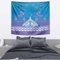 New Zealand Matariki Tapestry Maori Marae Cyan Galaxy