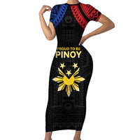 Philippines Independence Day Family Matching Short Sleeve Bodycon Dress and Hawaiian Shirt Proud To Be Pinoy LT05 Mom's Dress Black - Polynesian Pride