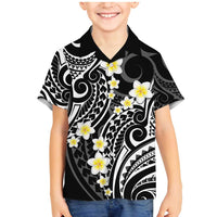 Plumeria With Black Polynesian Tattoo Pattern Family Matching Mermaid Dress and Hawaiian Shirt