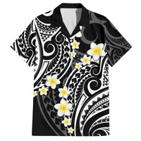Plumeria With Black Polynesian Tattoo Pattern Family Matching Puletasi and Hawaiian Shirt
