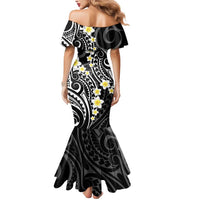 Plumeria With Black Polynesian Tattoo Pattern Mermaid Dress