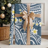 Plumeria With Blue Polynesian Tattoo Pattern Wrapping Paper - Polynesian Pride
