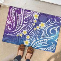 Plumeria With Galaxy Polynesian Tattoo Pattern Rubber Doormat