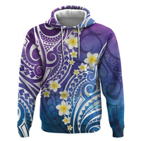 Plumeria With Galaxy Polynesian Tattoo Pattern Zip Hoodie