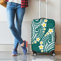 Plumeria With Teal Polynesian Tattoo Pattern Luggage Cover LT05 - Polynesian Pride