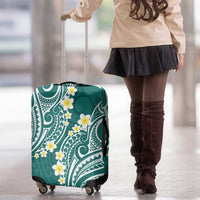 Plumeria With Teal Polynesian Tattoo Pattern Luggage Cover LT05 - Polynesian Pride