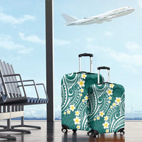 Plumeria With Teal Polynesian Tattoo Pattern Luggage Cover LT05 - Polynesian Pride