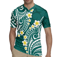 Plumeria With Teal Polynesian Tattoo Pattern Rugby Jersey