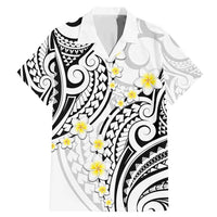 Plumeria With White Polynesian Tattoo Pattern Family Matching Mermaid Dress and Hawaiian Shirt