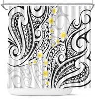 Plumeria With White Polynesian Tattoo Pattern Shower Curtain